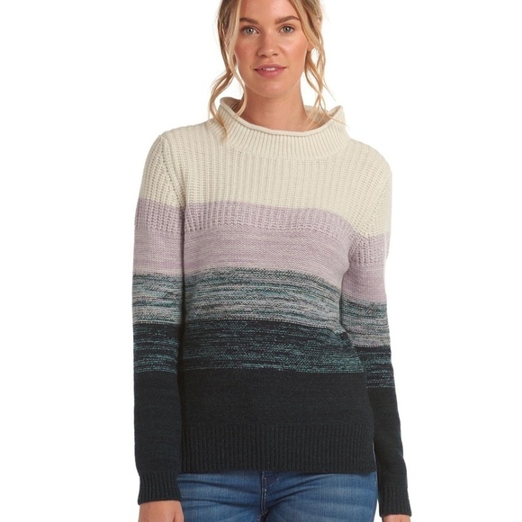 Barbour Cassins Color-block Wool Blend Mock Neck Sweater Womens 4 - Picture 1 of 9